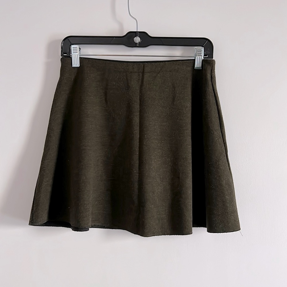 Zara Khaki A-line mini skirt with elastic waist size M